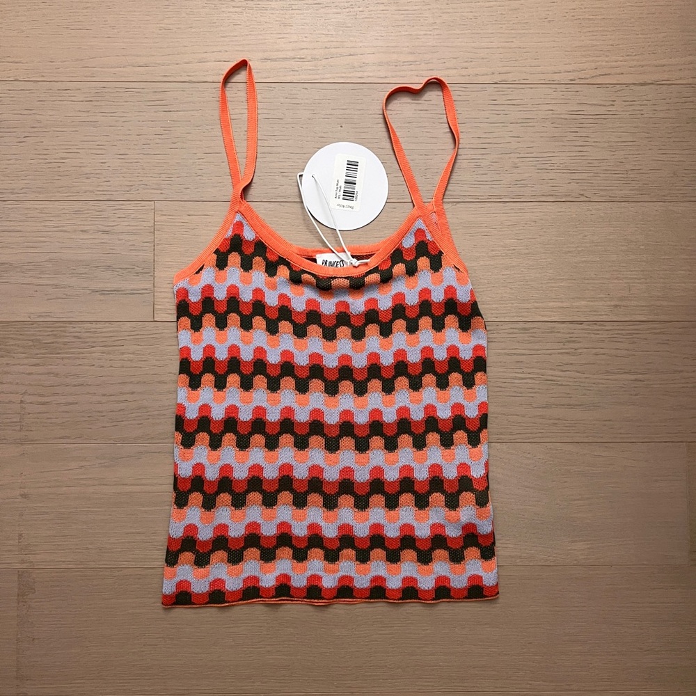 Princess Polly Orange Multi Wavy Knit Tank Top
